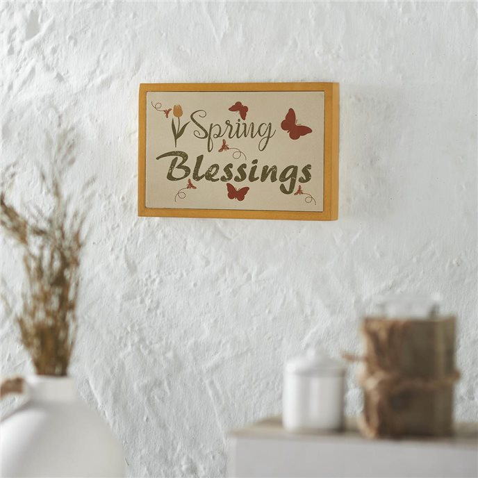 Spring In Bloom Spring Blessings w/ Butterflies MDF Framed Wall Sign 6.5x10x1 Thumbnail