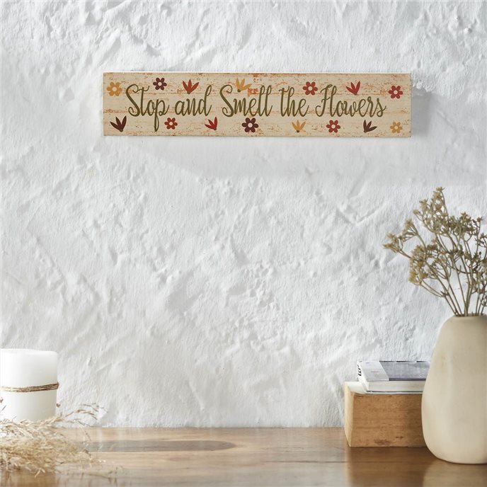 Spring In Bloom Stop And Smell The Flowers MDF Wall Sign 3x14x0.75 Thumbnail