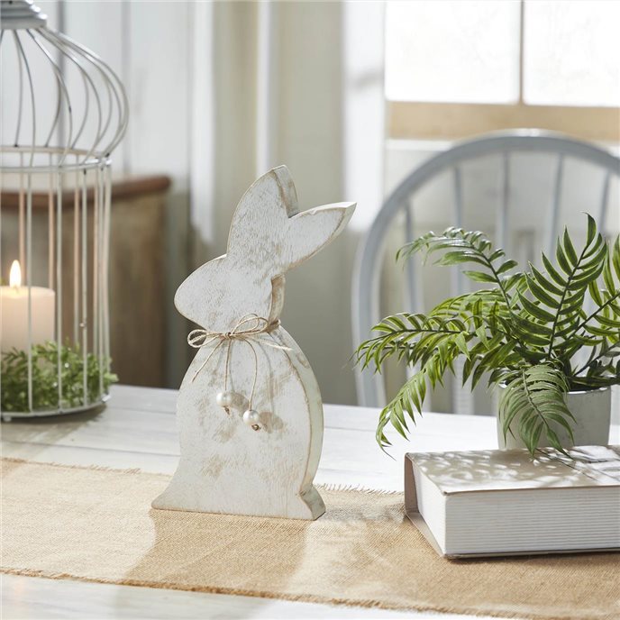 Spring In Bloom Wooden Upright Bunny Silhouette w/ Twine 11.5x6x1.5 Thumbnail