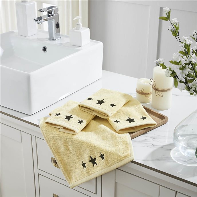 Black Stars Creme Washcloth Set of 4 12x12 Thumbnail