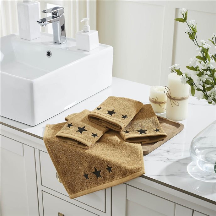 Black Stars Tan Washcloth Set of 4 12x12 Thumbnail