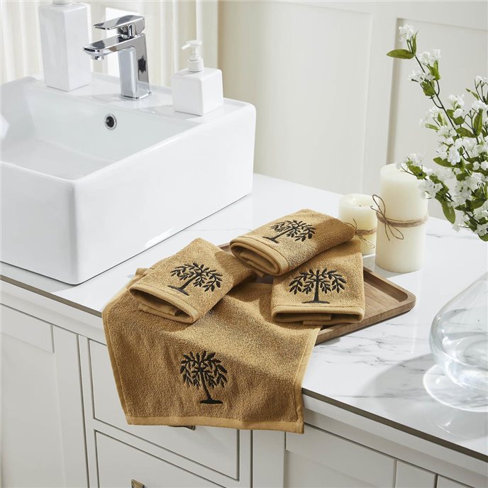 Black Willow Tree Tan Washcloth Set of 4 12x12 Thumbnail