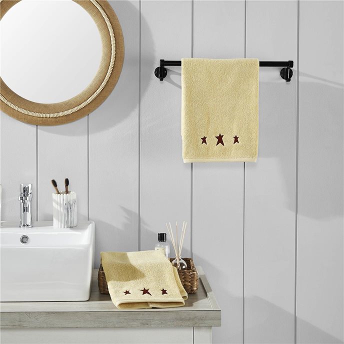 Burgundy Prim Stars Creme Hand Towel Set of 2 16x26 Thumbnail