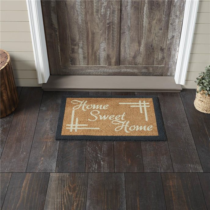 Home Sweet Home Charcoal Creme Coir Rug Rect 20x30 Thumbnail