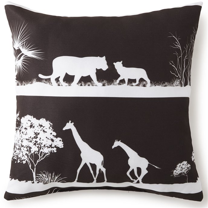 African Safari Square Pillow 18"x18" - Black Safari Thumbnail